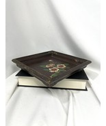 Antique Chinese Primitive Red Lacquer Wood Serving Tray Painted Floral S... - €80,43 EUR