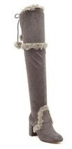 $159 Charles David Over the Knee Boot 7 Slate Gray Faux Fur PomPoms Padd... - $49.90