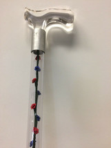 Walking cane acrylic red and blue silk roses lucite elegant designer cha... - £59.09 GBP