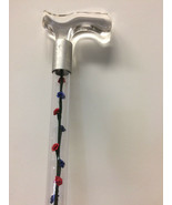 Walking cane acrylic red and blue silk roses lucite elegant designer cha... - $74.20