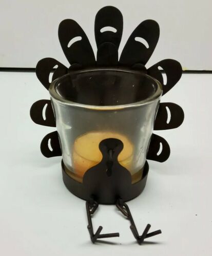Primary image for Thanksgiving Turkey Votive Tea Light Yankee Candle Holder Edge Sitter Swing Legs