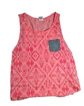 Pink Victoria&#39;s Secret Neon Pink Tank Top Gray Pocket Women&#39;s Shirt Size M - £7.66 GBP