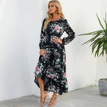 Floral Print Spring Women Maxi Dress Casual Long Sleeve - Summer Bohemia... - £41.51 GBP