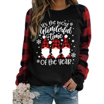 Women Christmas Plaid Printing Casual Pullover Sweatshirts Long Sleeve oodie ove - £47.51 GBP