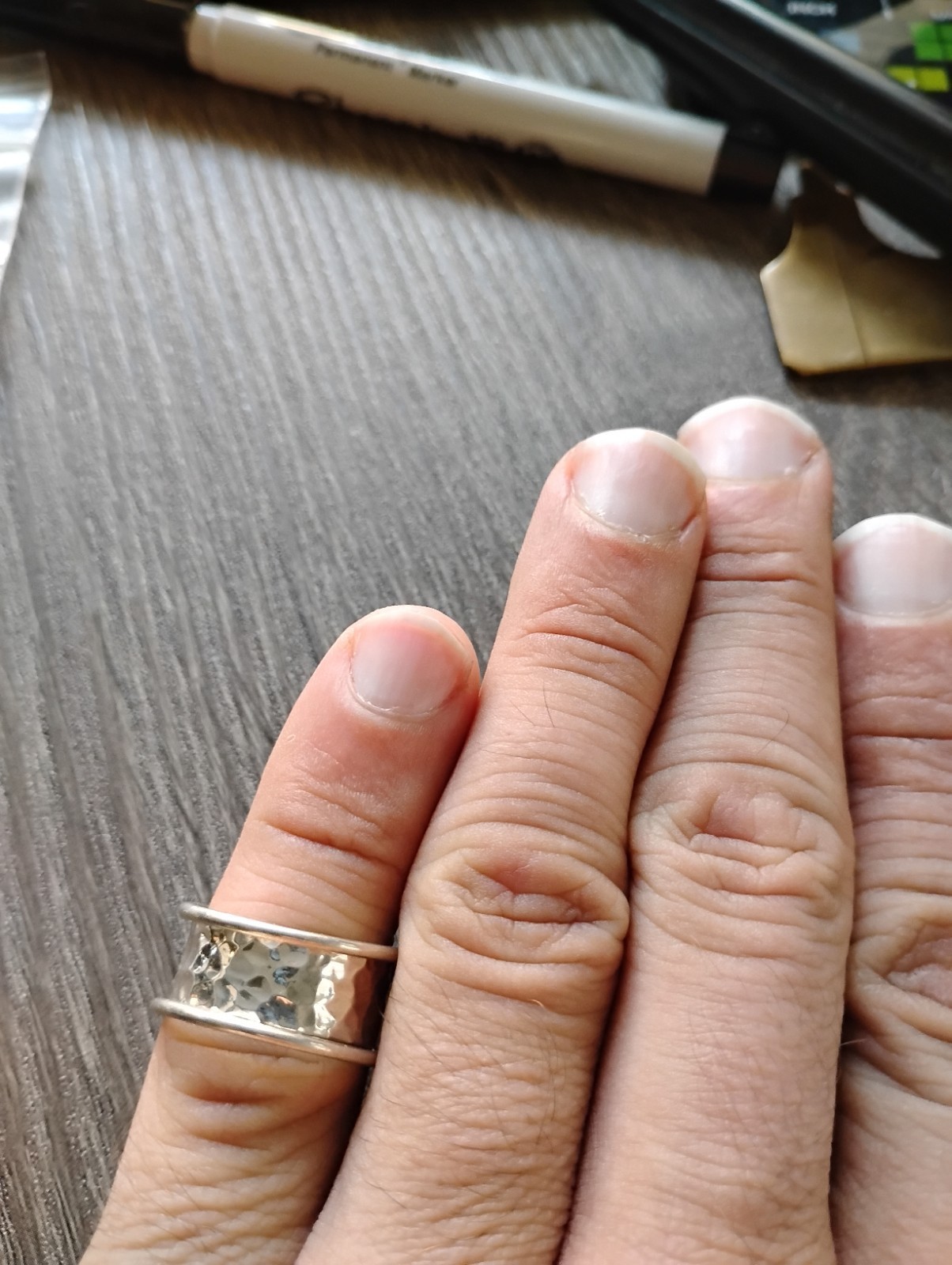 925 Sterling Silver Modernist 11 Mm Wide Hammered Band Ring SZ 7.5 Free Shipping Item image 8