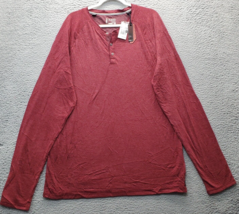 i Jeans By Buffalo Henley Shirt Mens 2XL Burgundy Knit Long Sleeve Heath... - $23.12