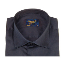 Men 100% Sateen Cotton Shirt Manschett Quesste Turkey Slim Fit 4010-07 Navy Blue image 2