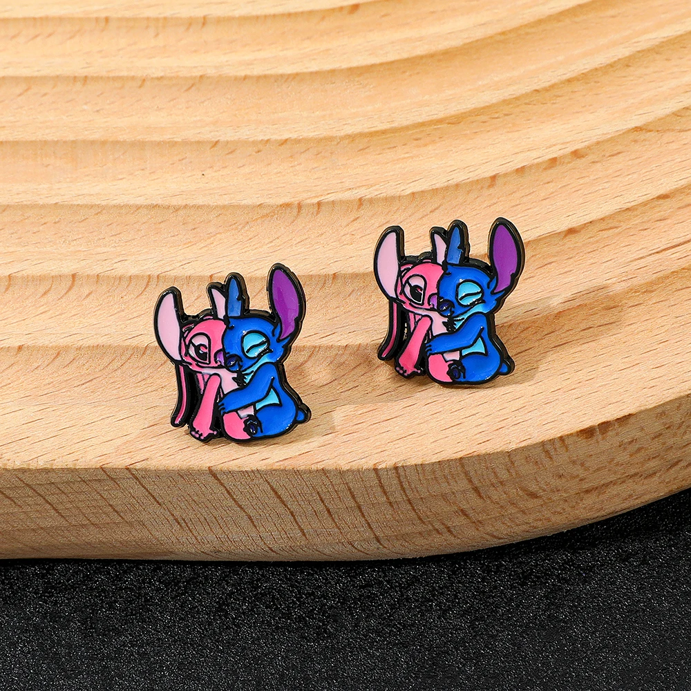 Trendy Stitch Angel Cosplay Accessory for Women Enamel Punk -Stitch earr... - $3.42