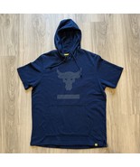 Under Armour Project Rock Men's L Short Sleeve Terry Hoodie Brahma Bull Blue EUC - $29.69