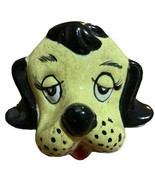 Vintage ceramic drowsy dog face eyeglasses holder stand black and white. - €12,15 EUR