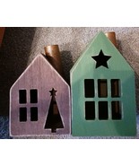 NEW Ashland lot of 2 wood houses holiday spice tan and green free ship - $364.74 MXN