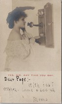 RPPC Pretty Woman Bare Shoulders Telephone Yes Sir Any Time You Say Postcard Y17 - £15.71 GBP