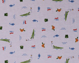 Alligators Later Gator Turtles Frogs White Jersey Knit Fabric Print BTY ... - $6.99