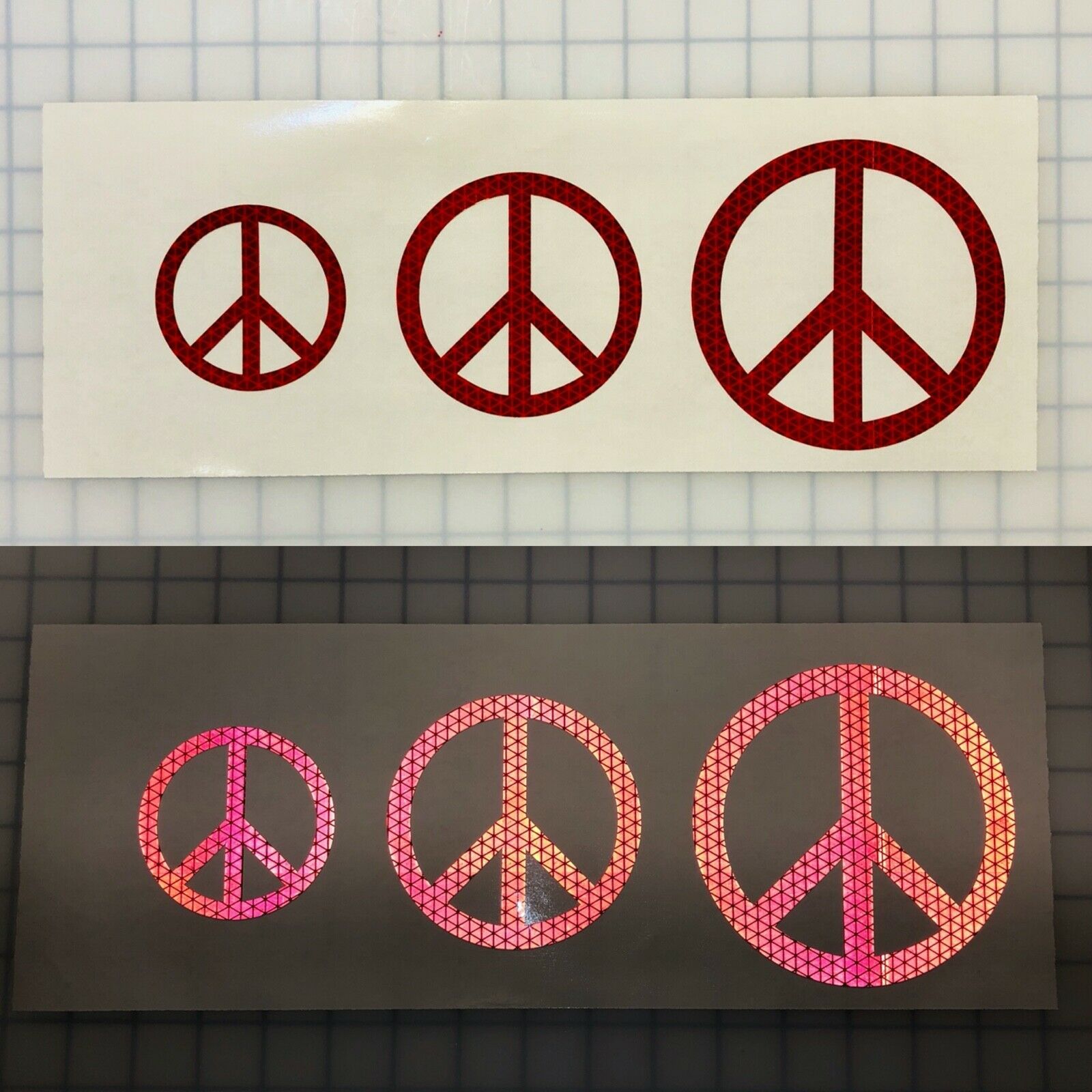 Primary image for Reflective Peace Sign Decal Car Sticker Helmet Truck Oralite V98 Tape USA Safe