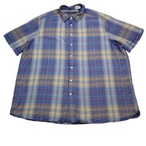 Perry Ellis Shirt Mens 2XLT 2XL Extra Tall Blue Red Plaid Button Up Line... - $18.69