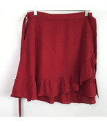 Sunday Best Annely Skirt M Red Red Ruffled Wrap Wrap Tie Belt Flirty Mini - £14.52 GBP