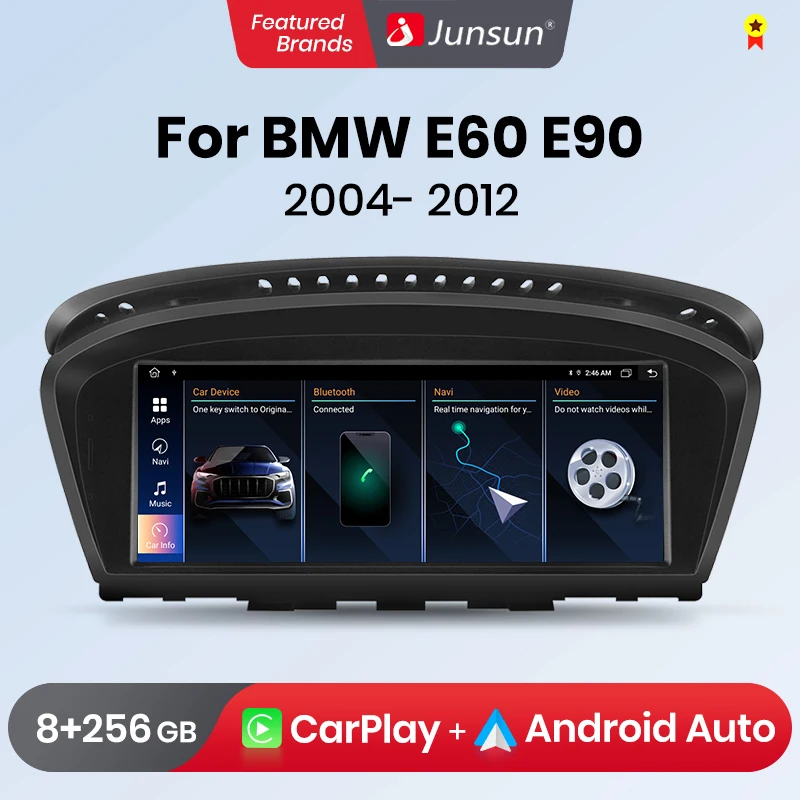 Junsun Wireless CarPlay Andorid Auto Car Radio For BMW 5 Series E60 E61 E63 E64 - £553.46 GBP+