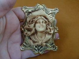 CL41-26 Sailor girl with hat nautical CAMEO off white Pin Pendant Jewelry brooch - $36.45