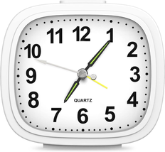 JXTZ Analog Alarm Clock, Silent Non Ticking Bedside Clock Battery Powered - £9.20 GBP