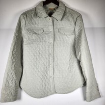 Caslon Jacket Women’s Sz M Corduroy Light Green Button Up  Snap Pockets/Sleeves - £18.68 GBP