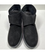 Mephisto Black Suede Wedge Ankle Boot Hook &amp; Loop Closure Women’s Size 8.5 - $932.02 MXN