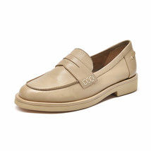 Women Loafers Genuine Calfskin Leather Round Toe Soft Penny Shoes High Quality S - £167.91 GBP