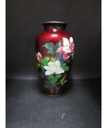 Cloisone Shippo Yusen pigeon blood red floral vase 7&quot; - $2,342.40 MXN