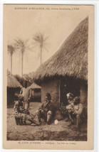 Village Life People Hut Abidjan Cote d&#39;Ivoire Ivory Coast postcard - £5.80 GBP