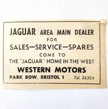 1954 Western Motors Jaguar Dealer Advertisement Import Automobilia Brist... - $28.18 CAD
