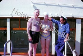 1959 Deck Hand Couple Aboard MS Italia Cruise Ship Caribbean Kodachrome Slide - £3.16 GBP