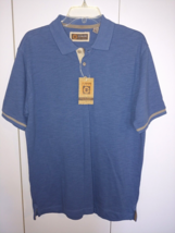 G H BASS EARTH MEN&#39;S SS BLUE KNIT POLO SHIRT-M-100% COTTON-NWT-$45 ORIG.... - £16.39 GBP