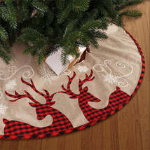 Plaid SHULU Christmas Tree Bottom Decoration Linen Tree Skirt - £4,901.87 GBP