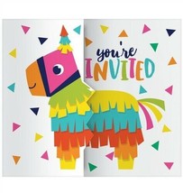 Fiesta Fun Gatefold Invitations 8 Invites Pack Birthday Cinco De Mayo Decoration - £14.46 GBP