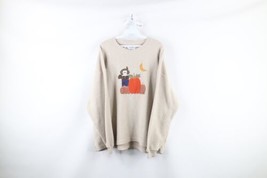 Vintage 90s Streetwear Womens Large Deep Pile Fleece Halloween Sweatshirt USA - £38.89 GBP