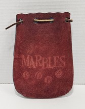 Vtg Leather Marble Bag Pouch Red &amp; Blue With Leather Drawstring - $484.39 MXN