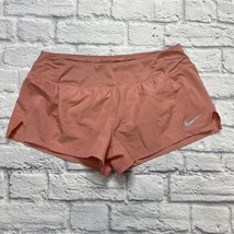 Nike Womens 3&quot; Dri-Fit Running Shorts Size L Mauve Blush Pink Lined 895697 - £19.74 GBP