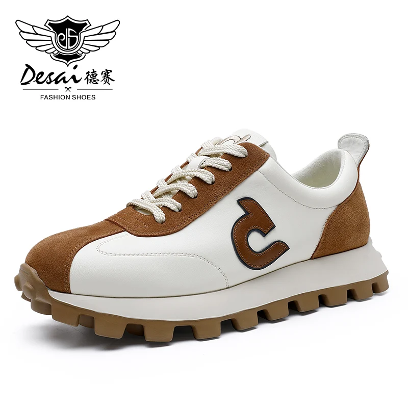 Full Grain Leather Suede Soft Breathable Sneakers Men Casual Shoes Outdo... - $144.28