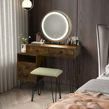 Modern Dressing Table with Storage Cabinet-Rustic Brown - £273.03 GBP