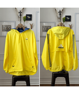 Vintage 90s Adidas Yellow Pullover Windbreaker Blue Stripe L - $39.68 CAD