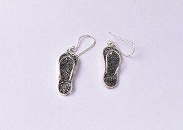 925 Sterling Silver Solid Slipper Earrings Dangle Women Fest Gift ES-1041 - £44.16 GBP
