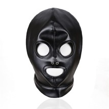 Adult Sex Toy Leather Costume Restraint Mask Hood Mouth Gag Headgear Harness Hoo - £25.56 GBP