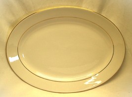 Totally Today Oval Serving Platter All White Gold Trim &amp; Inner Band - £31.57 GBP