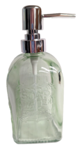 Green Glass Embossed Soap Dispenser SOAP &amp; WATER YOUR HANDS Vintage Gift... - $409.52 MXN