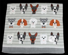 Serendipity BIG EYED Varied Dogs White &amp; Grey Striped Velour BATH Towel NWT - £15.97 GBP