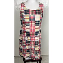 LL Bean Petite 8 Patchwork Dress Madras Sleeveless Cotton Lined - $19.99