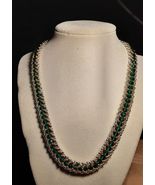 18.5 in emerald with gold and silver accents beaded necklace - £18.97 GBP