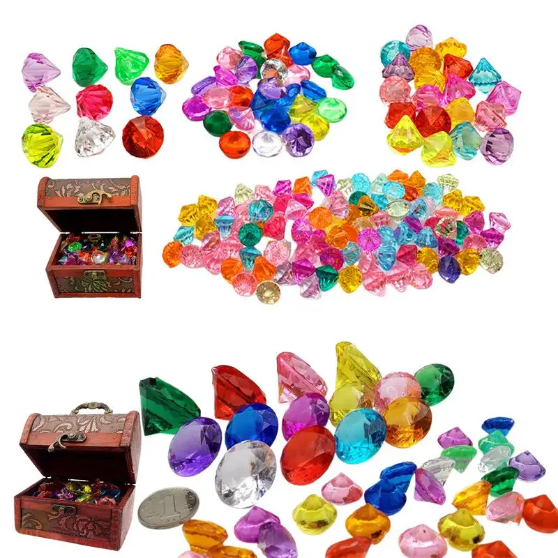 Acrylic Diamond Toy Gems Pirate Round Treasure Toy Colorful Summer Swimming Pool - £17.07 GBP+