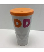 Dunkin Donuts Travel Cup 16oz Stainless Tumbler Sipper Lid Orange No Str... - $15.87