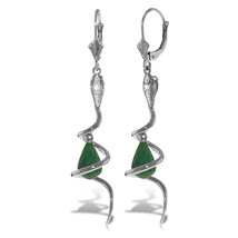 Galaxy Gold GG 6.66 CT. 14k White Gold Snake Earrings with Dangling Briolette Gr - £879.28 GBP