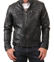 Mens Studded Fashion Vintage Cafe Racer Retro Motorcycle Biker Leather Jacket - £133.36 GBP
